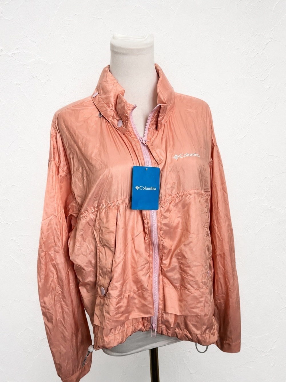 Columbia Peach Pink Windbreaker Jacket XS NWT Lightweight Packable Coat